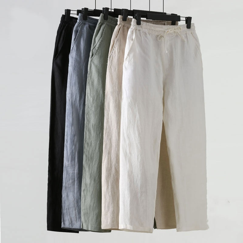 Pantaloni di Lino alla Caviglia