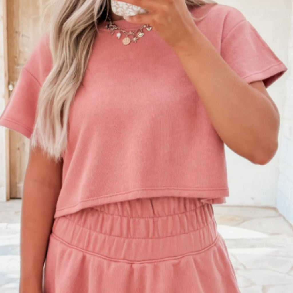 Black 2pcs Cropped Tee And Ruffle High Waist Skort Set