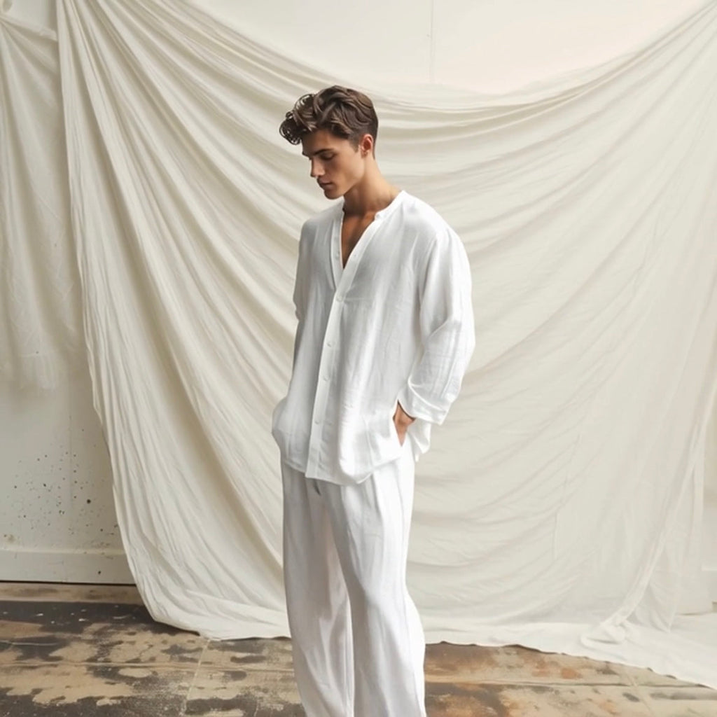 Set Lino Coordinato Camicia e Pantalone Uomo