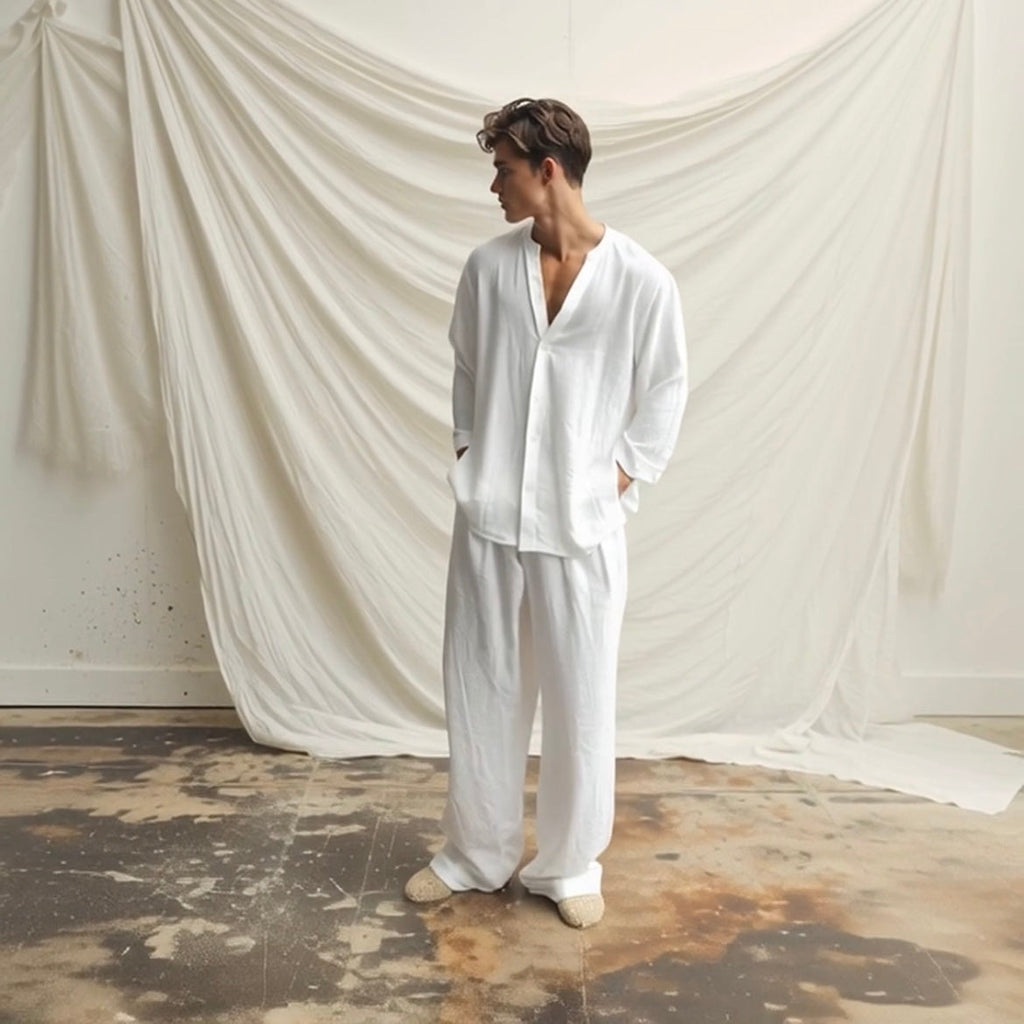 Set Lino Coordinato Camicia e Pantalone Uomo