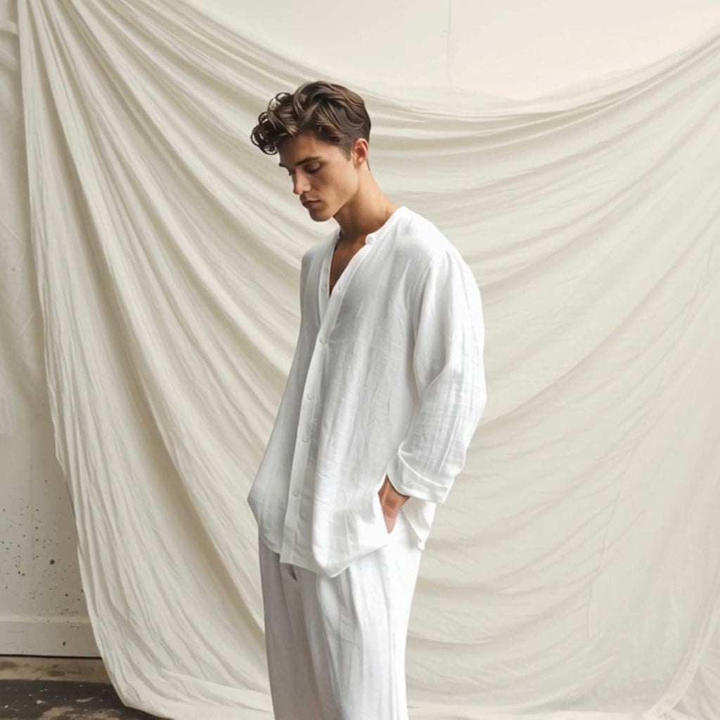 Set Lino Coordinato Camicia e Pantalone Uomo